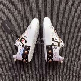 Dolce Gabbana Fashion Note Silk Leather Casual Shoes For Men And Women