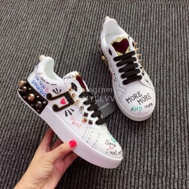 Dolce Gabbana Fashion Note Silk Leather Casual Shoes For Men And Women