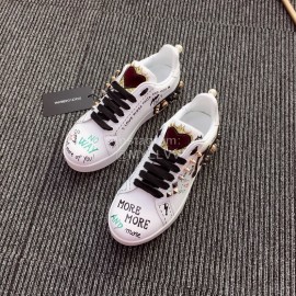 Dolce Gabbana Fashion Note Silk Leather Casual Shoes For Men And Women