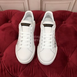 Dolce Gabbana Fashion Letter Printed Silk Leather Casual Shoes For Men And Women