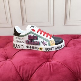 Dolce Gabbana New Silk Leather Casual Shoes For Men And Women Green