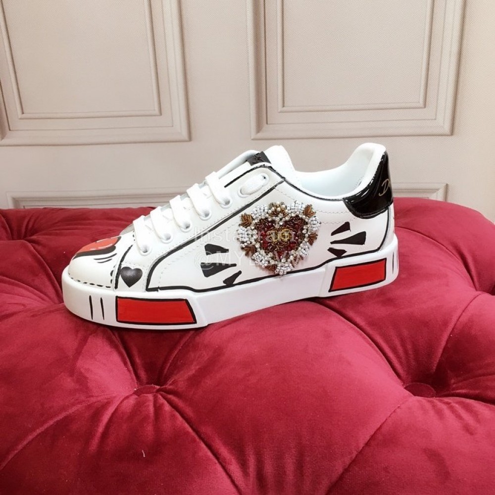 Dolce Gabbana New Love Sequin Silk Leather Casual Shoes For Men And Women