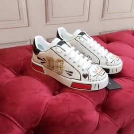 Dolce Gabbana New Crown Sequin Silk Leather Casual Shoes For Men And Women