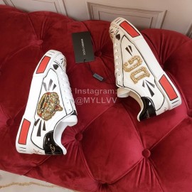 Dolce Gabbana New Crown Sequin Silk Leather Casual Shoes For Men And Women