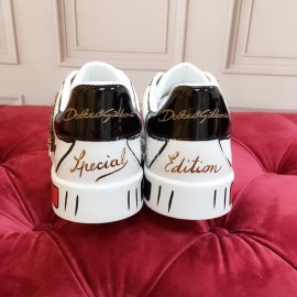 Dolce Gabbana New Crown Sequin Silk Leather Casual Shoes For Men And Women