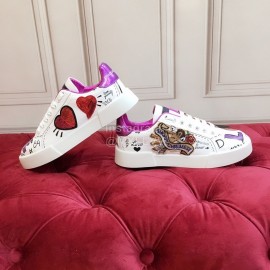 Dolce Gabbana New Silk Leather Casual Shoes For Men And Women Purple