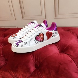 Dolce Gabbana New Silk Leather Casual Shoes For Men And Women Purple