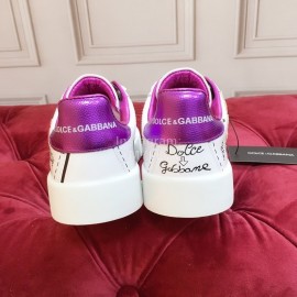 Dolce Gabbana New Silk Leather Casual Shoes For Men And Women Purple