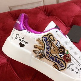 Dolce Gabbana New Silk Leather Casual Shoes For Men And Women Purple