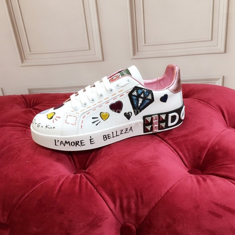 Dolce Gabbana New Silk Leather Sequin Casual Shoes For Men And Women