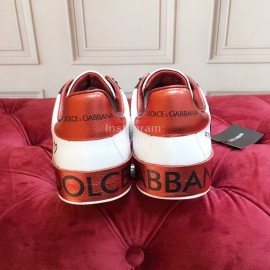 Dolce Gabbana New Silk Leather Casual Shoes For Men And Women Red