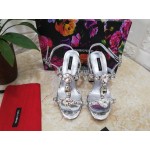 Dolce Gabbana New Diamond Sheepskin High Heel Sandals For Women Silver