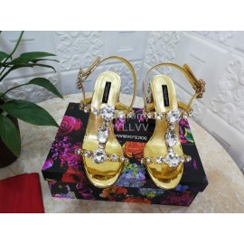 Dolce Gabbana New Diamond Sheepskin High Heel Sandals For Women Gold