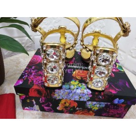 Dolce Gabbana New Diamond Sheepskin High Heel Sandals For Women Gold