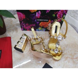 Dolce Gabbana New Diamond Sheepskin High Heel Sandals For Women Gold