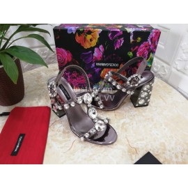 Dolce Gabbana New Diamond Sheepskin High Heel Sandals For Women 