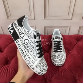 Dolce Gabbana New Silk Leather Black Letter Printed Casual Shoes For Men And Women