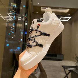 Dolce Gabbana White Silk Leather New Casual Shoes For Men And Women