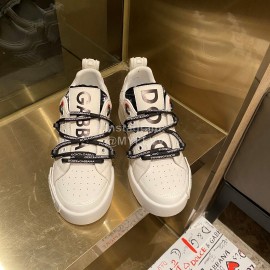 Dolce Gabbana White Silk Leather New Casual Shoes For Men And Women