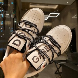 Dolce Gabbana White Silk Leather New Casual Shoes For Men And Women