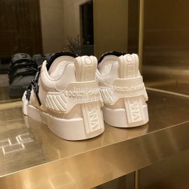 Dolce Gabbana White Silk Leather New Casual Shoes For Men And Women
