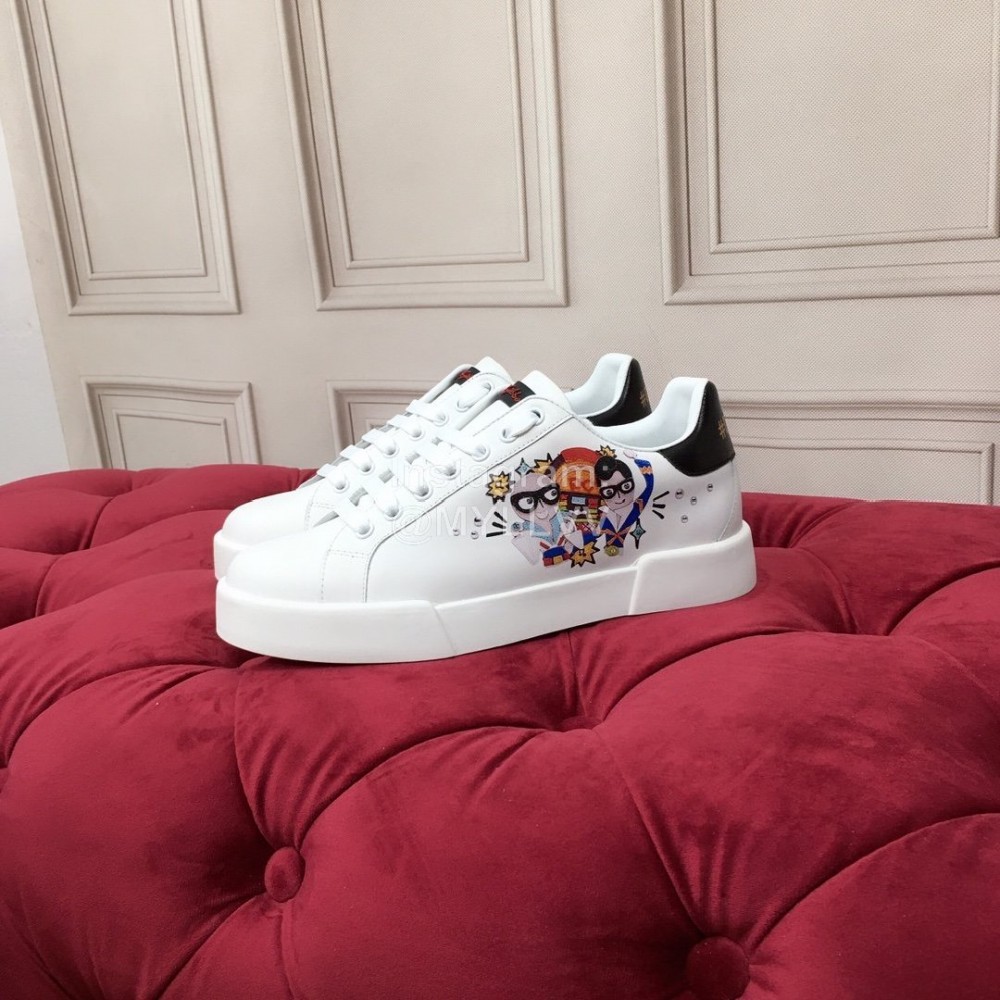 Dolce Gabbana Printed Silk Leather New Casual Shoes For Men And Women