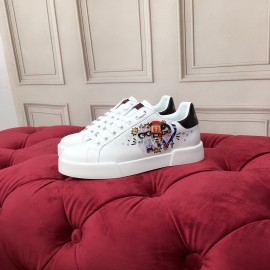 Dolce Gabbana Printed Silk Leather New Casual Shoes For Men And Women