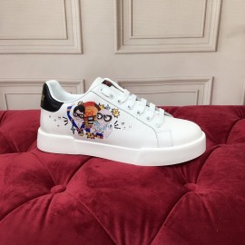 Dolce Gabbana Printed Silk Leather New Casual Shoes For Men And Women