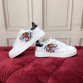 Dolce Gabbana Printed Silk Leather New Casual Shoes For Men And Women