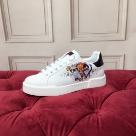 Dolce Gabbana Printed Silk Leather New Casual Shoes For Men And Women