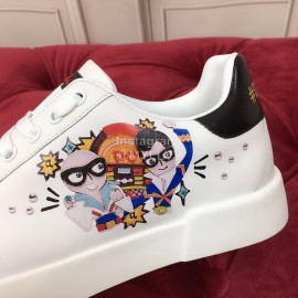 Dolce Gabbana Printed Silk Leather New Casual Shoes For Men And Women