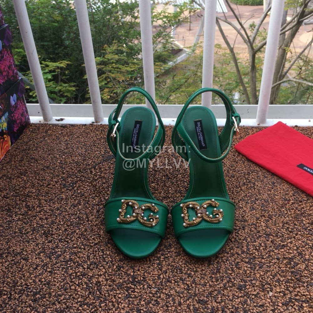 Dolce Gabbana Cowhide High Heeled Sandals For Women Green