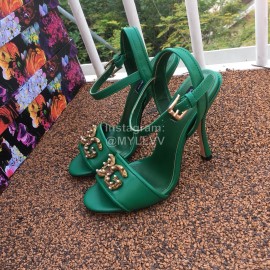 Dolce Gabbana Cowhide High Heeled Sandals For Women Green