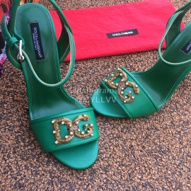 Dolce Gabbana Cowhide High Heeled Sandals For Women Green
