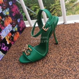 Dolce Gabbana Cowhide High Heeled Sandals For Women Green
