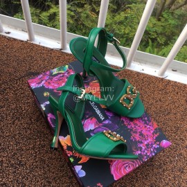 Dolce Gabbana Cowhide High Heeled Sandals For Women Green