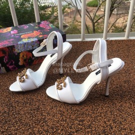 Dolce Gabbana Cowhide High Heeled Sandals For Women White