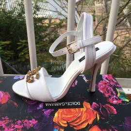 Dolce Gabbana Cowhide High Heeled Sandals For Women White