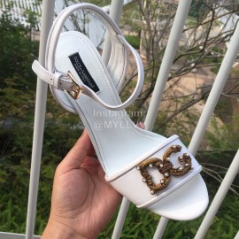 Dolce Gabbana Cowhide High Heeled Sandals For Women White