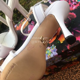 Dolce Gabbana Cowhide High Heeled Sandals For Women White