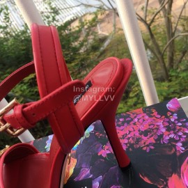 Dolce Gabbana Cowhide High Heeled Sandals For Women Red