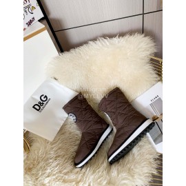 Dolce Gabbana Waterproof Warm Down Boots For Women Coffee