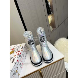 Dolce Gabbana Waterproof Warm Down Boots Silver For Women