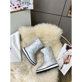Dolce Gabbana Waterproof Warm Down Boots Silver For Women