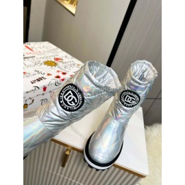 Dolce Gabbana Waterproof Warm Down Boots Silver For Women