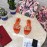 Dolce Gabbana Metal Cowhide Flat Slippers For Women Orange