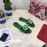 Dolce Gabbana Metal Cowhide Flat Slippers For Women Green