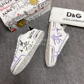 Dolce Gabbana Graffiti Silk Leather Casual Shoes For Women 