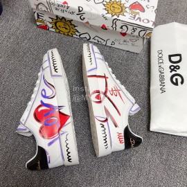 Dolce Gabbana Graffiti Silk Leather Casual Shoes For Women 