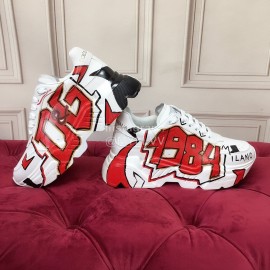 Dolce Gabbana Silk Leather Sneakers For Men And Women Red